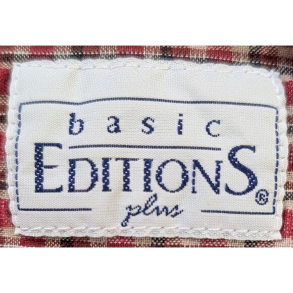 Basic Editions Plus Women's 2XL Red Plaid Shirt Button Up Short Sleeve Country - Picture 3 of 13